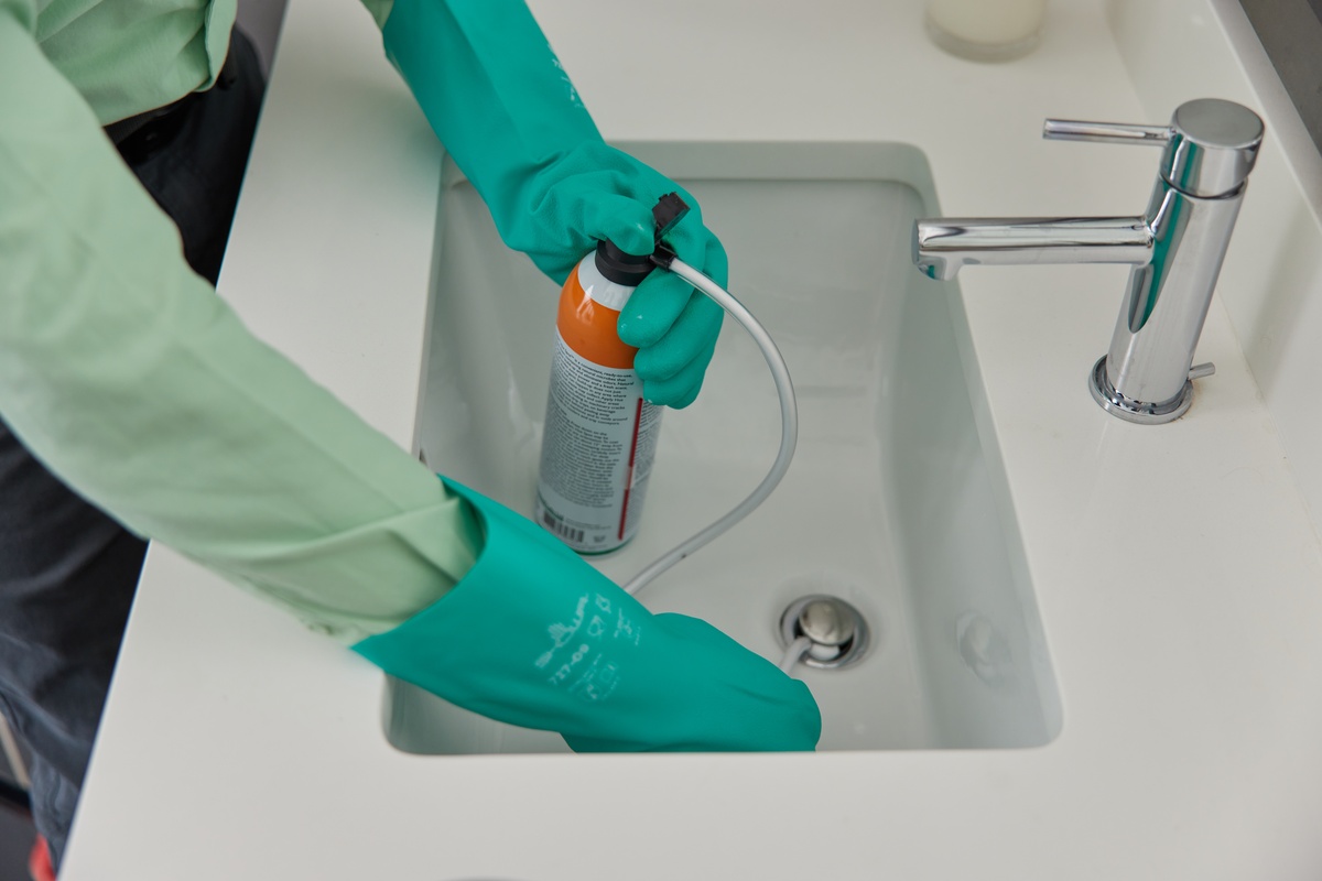 Service pro using treatment in sink drain